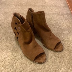 Lucky Brand Women’s Suede Open Toe Ankle Boots